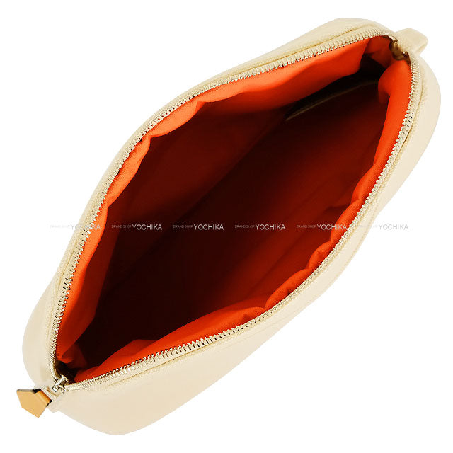 HERMES Pouch Bolide Pouch 20 mini Naturel/Orange Cotton100% Silver HW[BRAND NEW][Authentic]