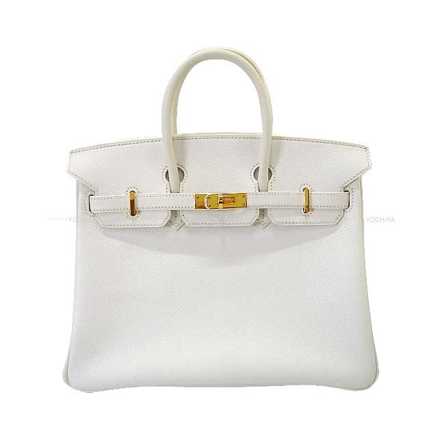 [Pre-loved] HERMES Handbag Birkin25 Blanc (White) Veau Epsom Gold HW Stamp □K[LIKE NEW][Authentic]