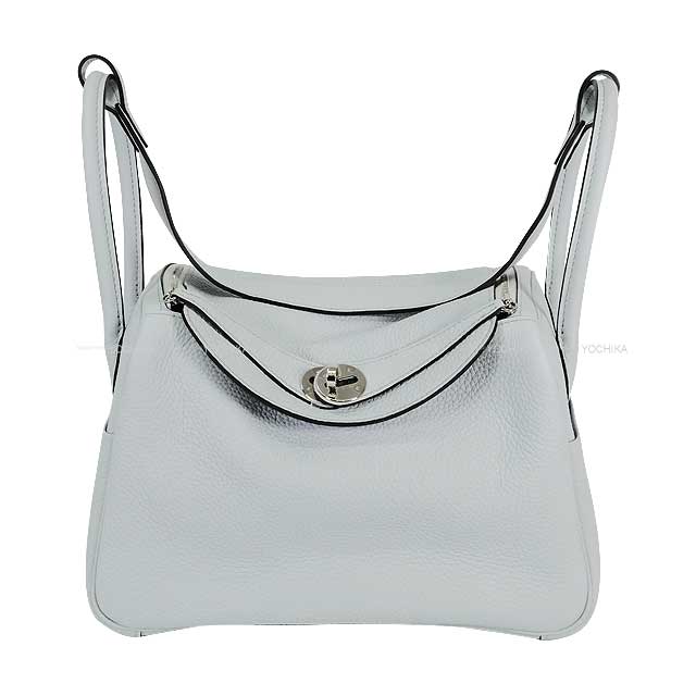 HERMES Shoulder bag Lindy 26 Bleu Pale Taurillon Clemence Silver HW Stamp C[EXCELLENT][Authentic]