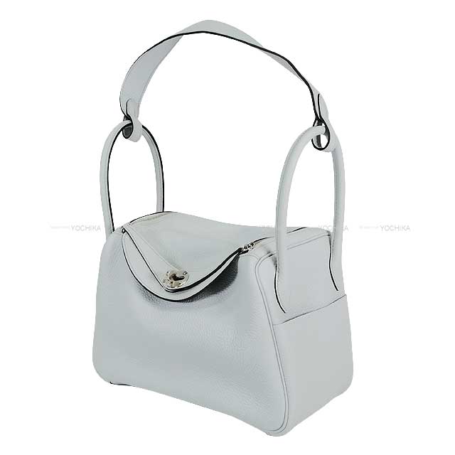 HERMES Shoulder bag Lindy 26 Bleu Pale Taurillon Clemence Silver HW Stamp C[EXCELLENT][Authentic]