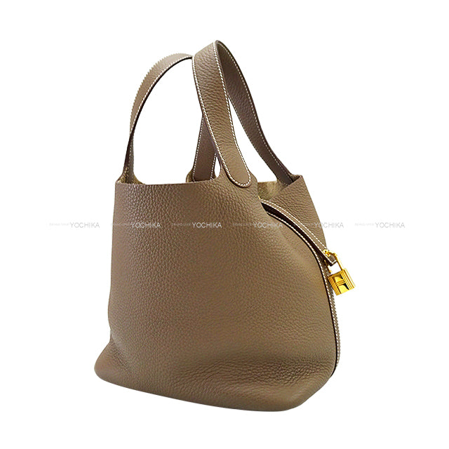 [Pre-loved] HERMES Handbag Picotin Lock 22 MM Etoupe Taurillon Clemence Gold HW Stamp U[LIKE NEW][Authentic]