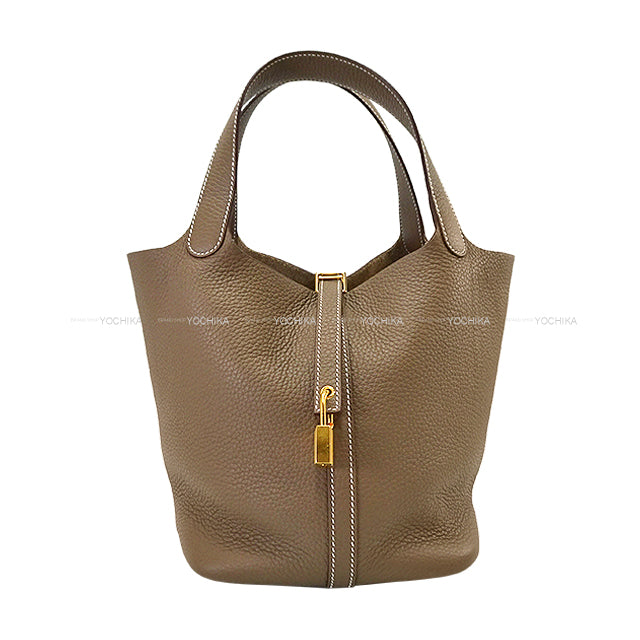 [Pre-loved] HERMES Handbag Picotin Lock 22 MM Etoupe Taurillon Clemence Gold HW Stamp U[LIKE NEW][Authentic]