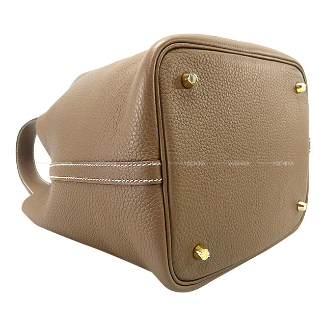 [Pre-loved] HERMES Handbag Picotin Lock 22 MM Etoupe Taurillon Clemence Gold HW Stamp U[LIKE NEW][Authentic]