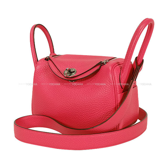 [Pre-loved] HERMES Shoulder bag Lindy mini 20 Rose Extreme Taurillon Clemence Silver HW Stamp Z[LIKE NEW][Authentic]