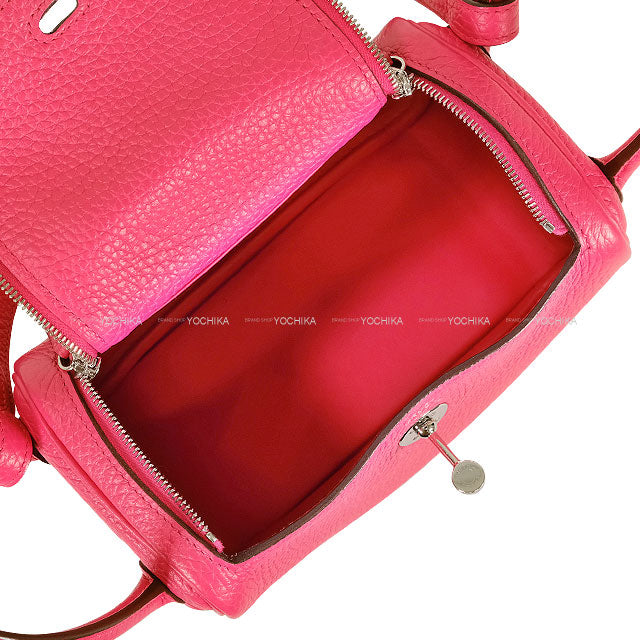 [Pre-loved] HERMES Shoulder bag Lindy mini 20 Rose Extreme Taurillon Clemence Silver HW Stamp Z[LIKE NEW][Authentic]