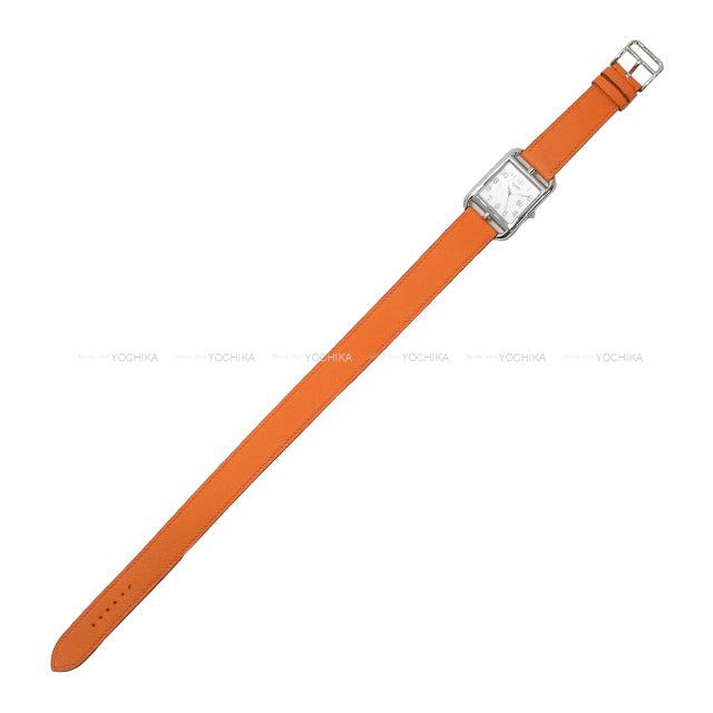 [Pre-loved] HERMES Watches Cape Cod GM 37mm CC2.710 Quartz Double Tour Orange Veau Swift Silver HW Stamp T[LIKE NEW][Authentic]