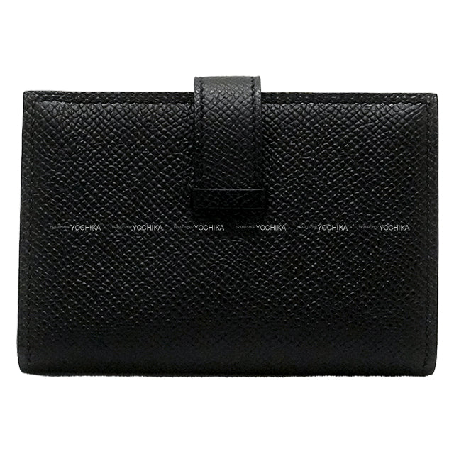 HERMES Bi-fold wallet Bearn Mini Card holder With Coin purse Noir (Black) Veau Epsom Gold HW Stamp B[EXCELLENT][Authentic]