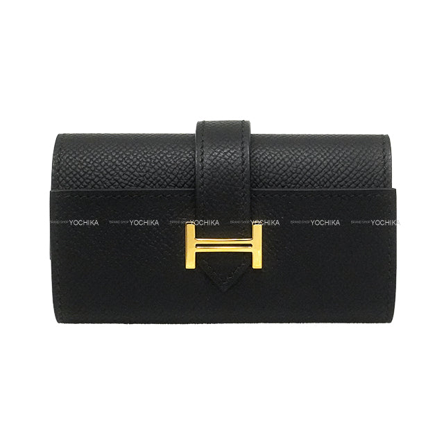 HERMES key case Barn 4-Key Holder Noir (Black) Veau Epsom Gold HW Stamp W[EXCELLENT][Authentic]