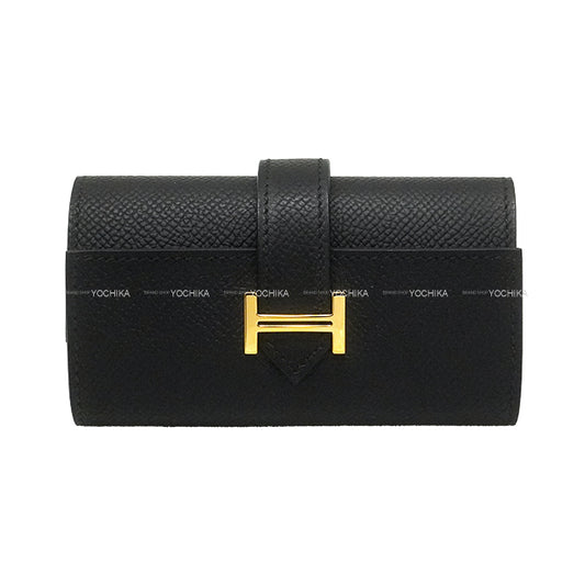 HERMES key case Barn 4-Key Holder Noir (Black) Veau Epsom Gold HW Stamp W[EXCELLENT][Authentic]