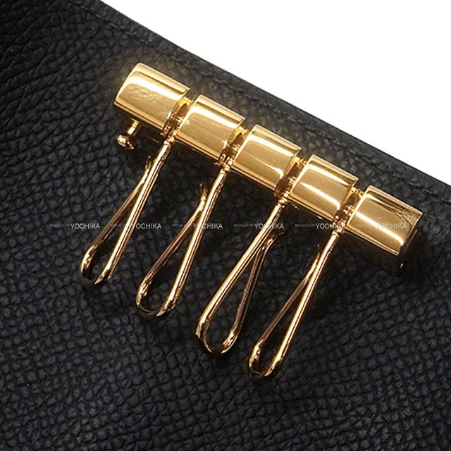 HERMES key case Barn 4-Key Holder Noir (Black) Veau Epsom Gold HW Stamp W[EXCELLENT][Authentic]
