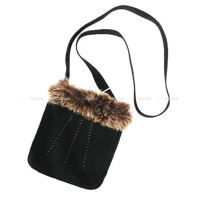 [Pre-loved] HERMES Shoulder bag Sac Toudou Noir (Black) Suede/Fur Silver HW[USED SA][Authentic]