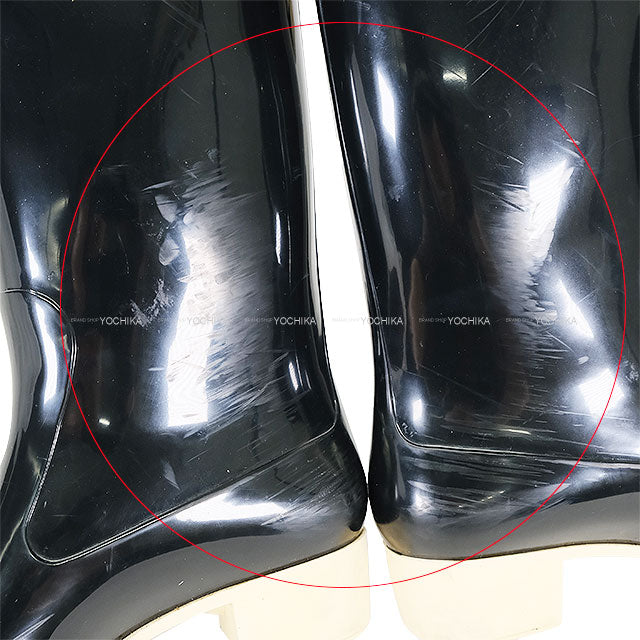 [Pre-loved] CHANEL boots Women's camellia Rain Boots COCO Mark Noir (Black)/Blanc (White)  #40 G26648[USED AB][Authentic]
