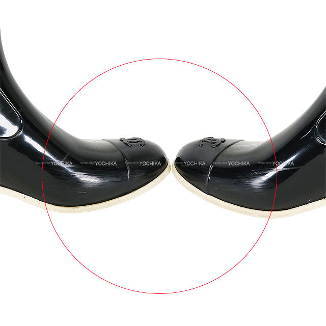 [Pre-loved] CHANEL boots Women's camellia Rain Boots COCO Mark Noir (Black)/Blanc (White)  #40 G26648[USED AB][Authentic]