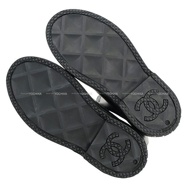 CHANEL boots Women's Long Rain Coco mark Navy/Noir (Black) Rubber #39 G45838[EXCELLENT][Authentic]