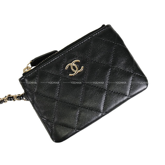 2025SS CHANEL Clutch bag Chain Coco mark Noir (Black) Mesh/Shiny Calf Champagne Gold HW AP4573[BRAND NEW][Authentic]