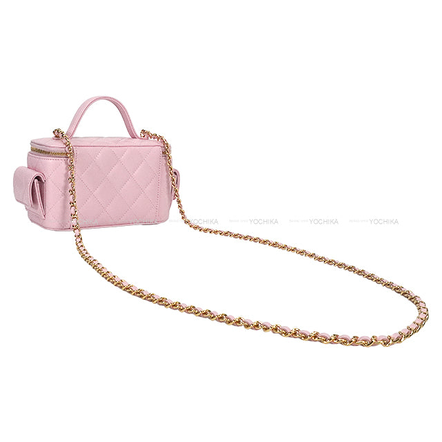 CHANEL Shoulder bag Top Handle Vanity Chain Matelasse Quilting COCO Pocket Mirror Pink Graind Calf(Caviarskin) Gold HW AP3017[BRAND NEW][Authentic]