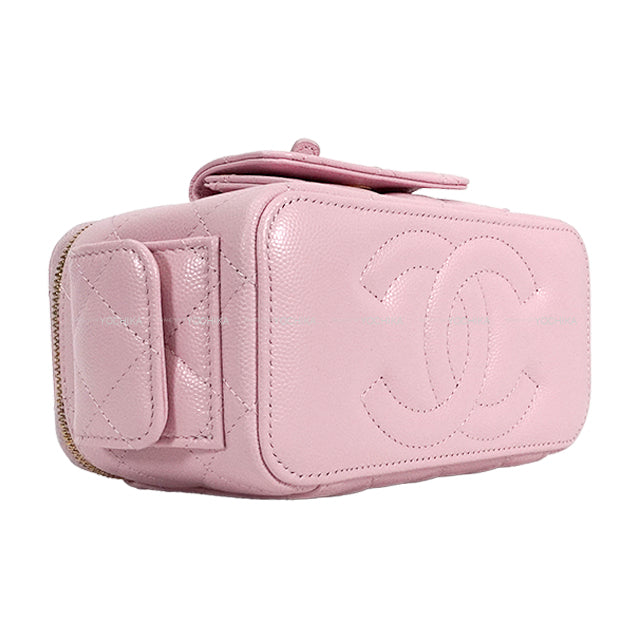 CHANEL Shoulder bag Top Handle Vanity Chain Matelasse Quilting COCO Pocket Mirror Pink Graind Calf(Caviarskin) Gold HW AP3017[BRAND NEW][Authentic]