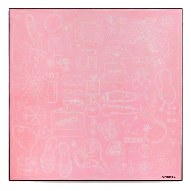 2024SS CHANEL scarf Coco mark Iconic Logo Pink Silk AA9820[BRAND NEW][Authentic]