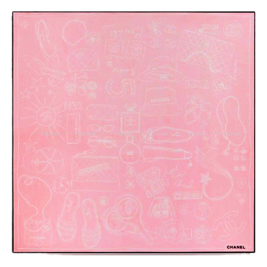 2024SS CHANEL scarf Coco mark Iconic Logo Pink Silk AA9820[BRAND NEW][Authentic]
