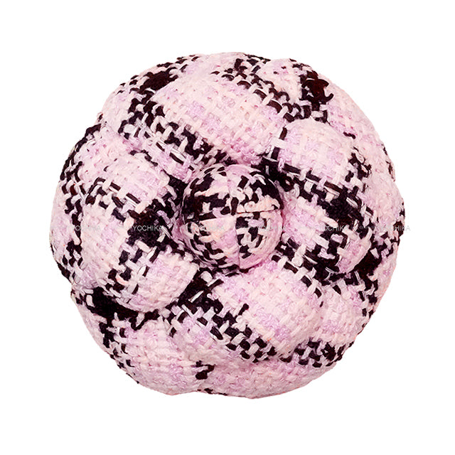 2025SS Preta Porter Collection CHANEL broach Corsage Coco mark Camellia Motif Pink/Noir (Black) Cotton AA9624[BRAND NEW][Authentic]