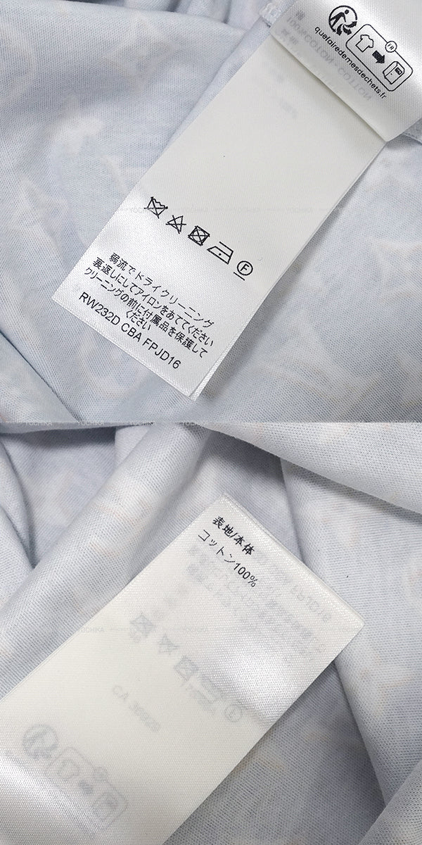 LOUIS VUITTON One‐piece dress Women's Monogram Tshirt Dress Neck Chain Light Blue/White/Yellow/Pink Cotton #XXL Gold HW 1ABYHV[EXCELLENT][Authentic]