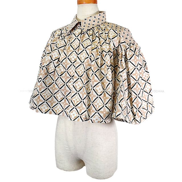 2023SS LOUIS VUITTON Blouse Women's Top Cape By the Pool Cropped Beige/Blanc (White)/Noir (Black) Cotton #38 1ABPW6[EXCELLENT][Authentic]