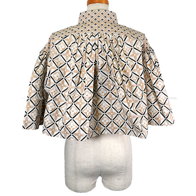 2023SS LOUIS VUITTON Blouse Women's Top Cape By the Pool Cropped Beige/Blanc (White)/Noir (Black) Cotton #38 1ABPW6[EXCELLENT][Authentic]