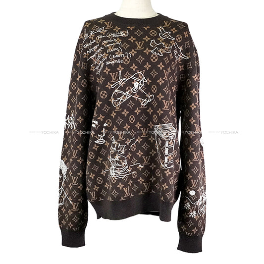 2023AW LOUIS VUITTON Knit Monogram Embroidery Graphite Crewneck Brown Wool #L 1ABXYU[EXCELLENT][Authentic]
