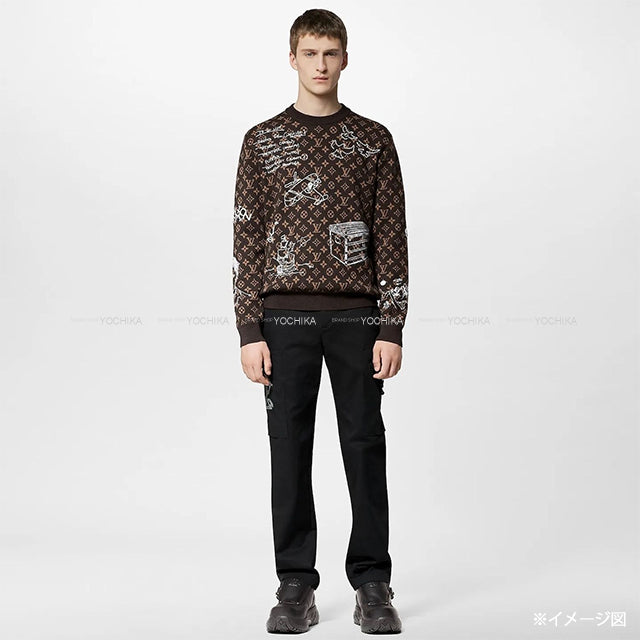 2023AW LOUIS VUITTON Knit Monogram Embroidery Graphite Crewneck Brown Wool #L 1ABXYU[EXCELLENT][Authentic]