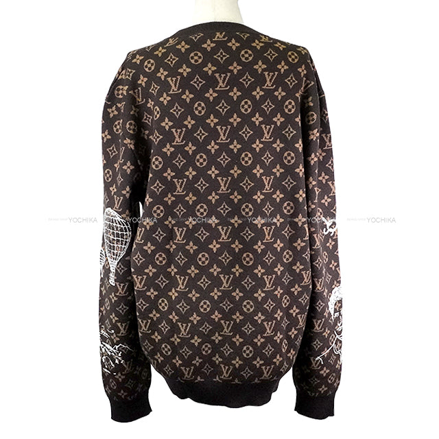 2023AW LOUIS VUITTON Knit Monogram Embroidery Graphite Crewneck Brown Wool #L 1ABXYU[EXCELLENT][Authentic]