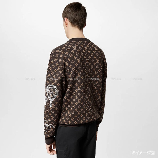 2023AW LOUIS VUITTON Knit Monogram Embroidery Graphite Crewneck Brown Wool #L 1ABXYU[EXCELLENT][Authentic]