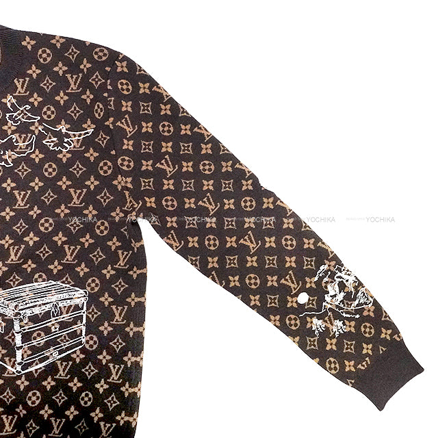 2023AW LOUIS VUITTON Knit Monogram Embroidery Graphite Crewneck Brown Wool #L 1ABXYU[EXCELLENT][Authentic]