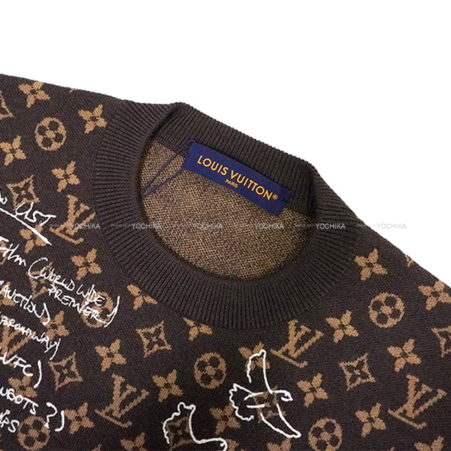 2023AW LOUIS VUITTON Knit Monogram Embroidery Graphite Crewneck Brown Wool #L 1ABXYU[EXCELLENT][Authentic]