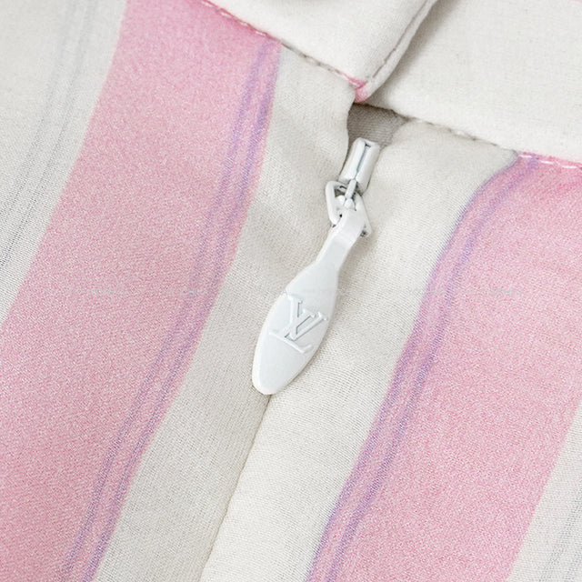 2024SS LOUIS VUITTON skirt Women's Mixed Stripe Tiered Pink/Blue/Blanc (White) Silk #38 1AFOEI[EXCELLENT][Authentic]