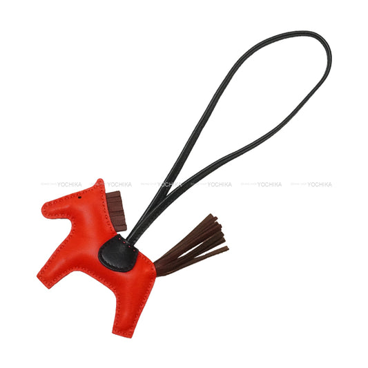 HERMES bag charm Rodeo PM Capucine/Terre/Noir (Black) Agneau Milo Stamp K[BRAND NEW][Authentic]