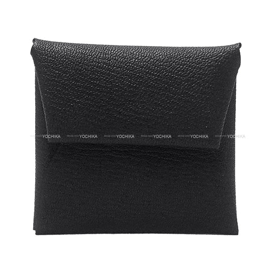 HERMES change purse Bastia Noir (Black) Chevre Mysore Silver HW Stamp W[BRAND NEW][Authentic]