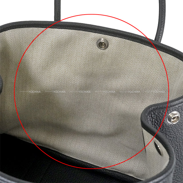 HERMES tote bag Garden Party 30 TPM All Leather Noir (Black) Veau Negonda Silver HW Stamp B[ALMOST NEW][Authentic]
