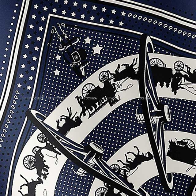 HERMES scarf Bandana Carre 55 PARIS QUI ROULE Marine/White/Black Silk100%[BRAND NEW][Authentic]