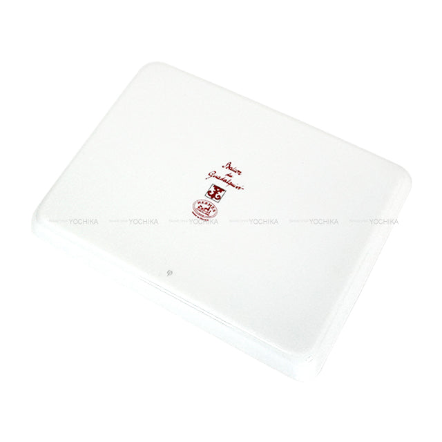 HERMES tableware Tray Guadelquivir PM Blanc (White)/Red Porcelain[BRAND NEW][Authentic]