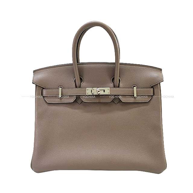 [Pre-loved] HERMES Handbag Birkin25 Gris Asphalte Taurillon Novillo Silver HW Stamp Y[USED SA][Authentic]