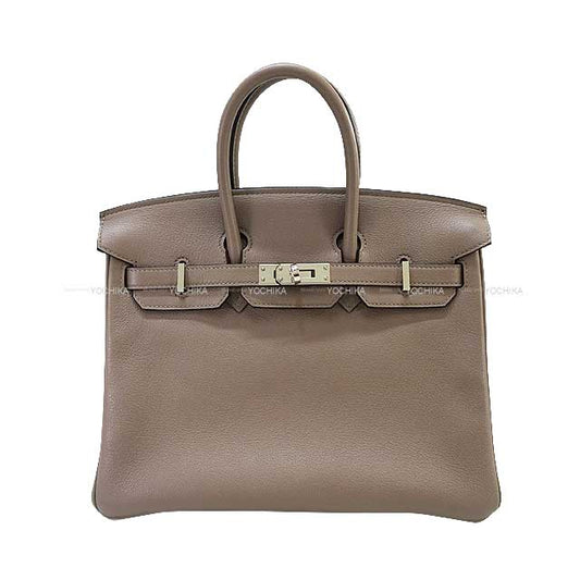 [Pre-loved] HERMES Handbag Birkin25 Gris Asphalte Taurillon Novillo Silver HW Stamp Y[USED SA][Authentic]