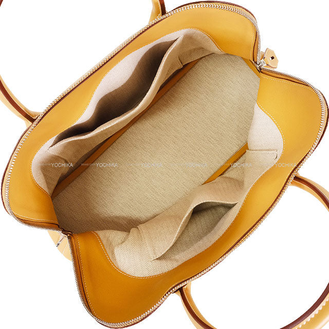 HERMES Handbag Bolide Relax 35 Curry Veau Sikkim Silver HW Stamp T[EXCELLENT][Authentic]