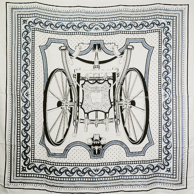 2024AW HERMES scarf Carre 140 chariot wheel Glycine/Ardoise/Black Cashmere70% / Silk30%[BRAND NEW][Authentic]