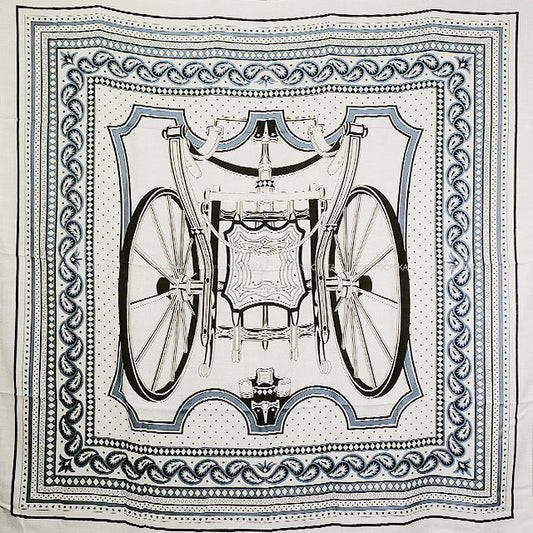 2024AW HERMES scarf Carre 140 chariot wheel Glycine/Ardoise/Black Cashmere70% / Silk30%[BRAND NEW][Authentic]