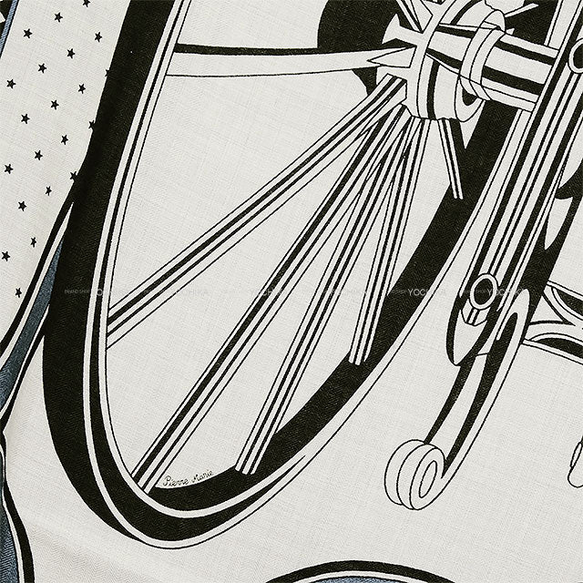 2024AW HERMES scarf Carre 140 chariot wheel Glycine/Ardoise/Black Cashmere70% / Silk30%[BRAND NEW][Authentic]