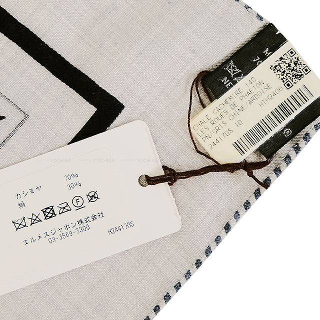 2024AW HERMES scarf Carre 140 chariot wheel Glycine/Ardoise/Black Cashmere70% / Silk30%[BRAND NEW][Authentic]