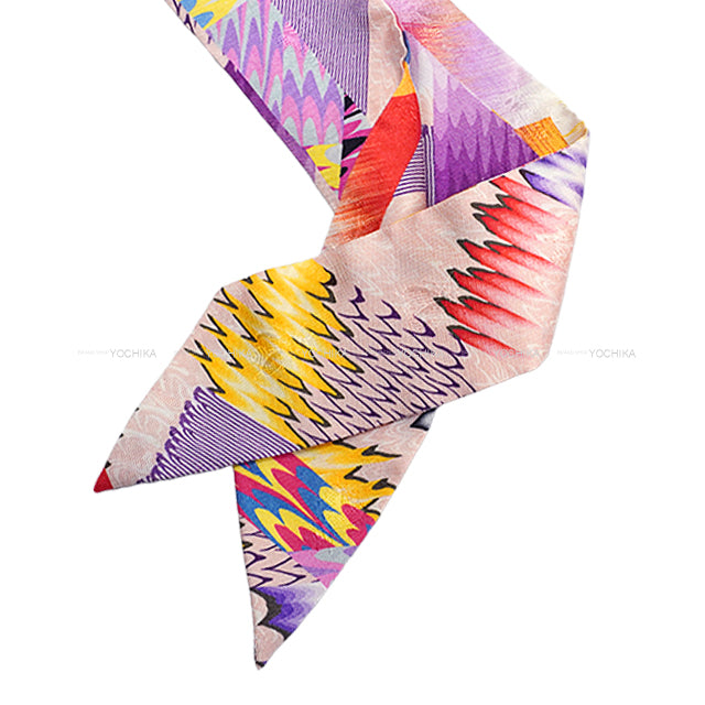 [Pre-loved] 2022 SS HERMES scarf Twilly Kyoto Marble Silk Tattoo Rose/Multicolor Silk100%[LIKE NEW][Authentic]