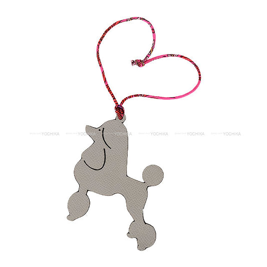 HERMES bag charm Petit H Poodle Dog Gris Mouette/Bleu Tempete Veau Epsom/Veau Togo[EXCELLENT][Authentic]