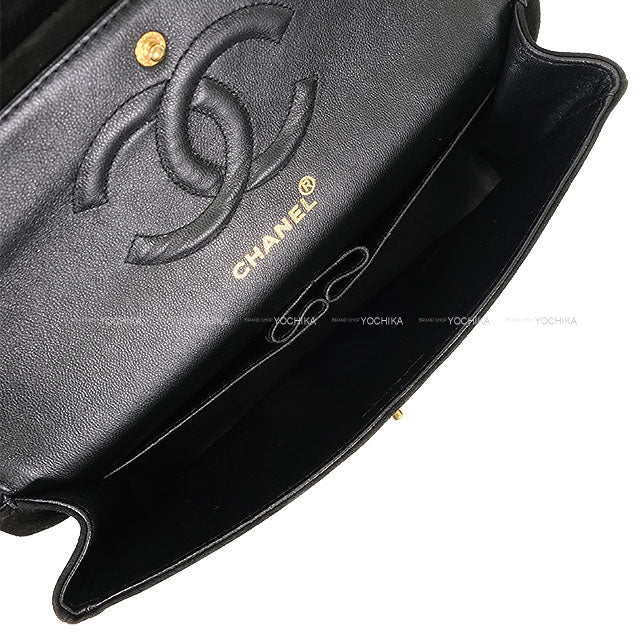 [Pre-loved] CHANEL Shoulder bag Chain W Flap 25 Bag V-Stitch Chevron COCO Mark Vintage Noir (Black) Suede cal Silver HW[USED AB][Authentic]