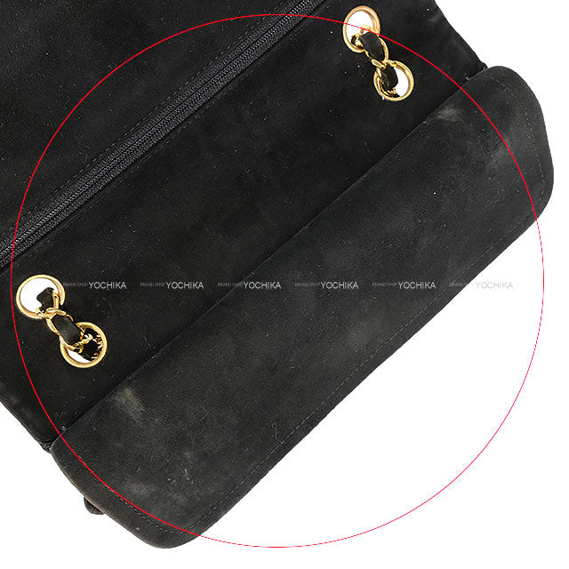 [Pre-loved] CHANEL Shoulder bag Chain W Flap 25 Bag V-Stitch Chevron COCO Mark Vintage Noir (Black) Suede cal Silver HW[USED AB][Authentic]